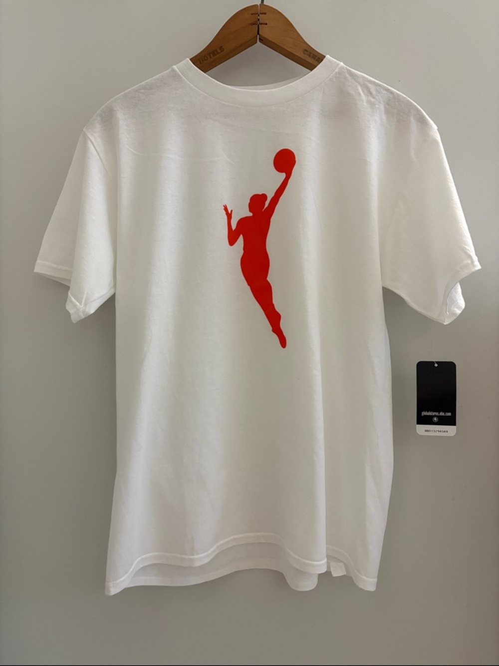 WNBA Youth White Short-Sleeve Tee with Orange Basketball Logo US XL 18/20